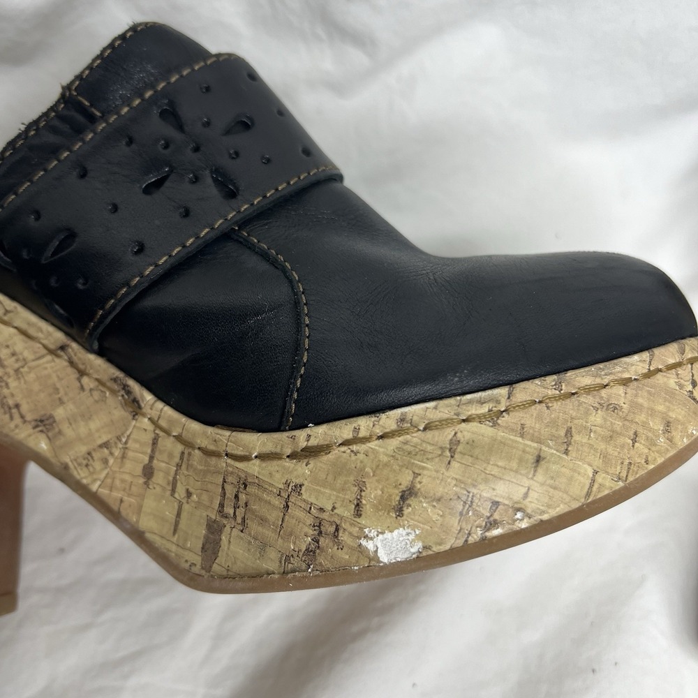 b.o.c Born Concept Black Leather Cut-Out Block Heel Mules Comfort Sz 8/39 - Picture 6 of 15